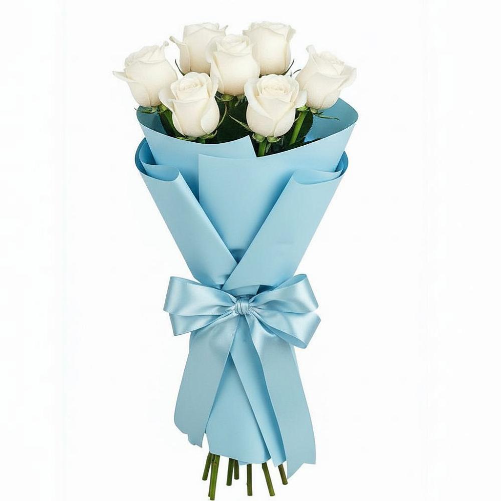 Букет 7 белых роз Проуд в Крестцах