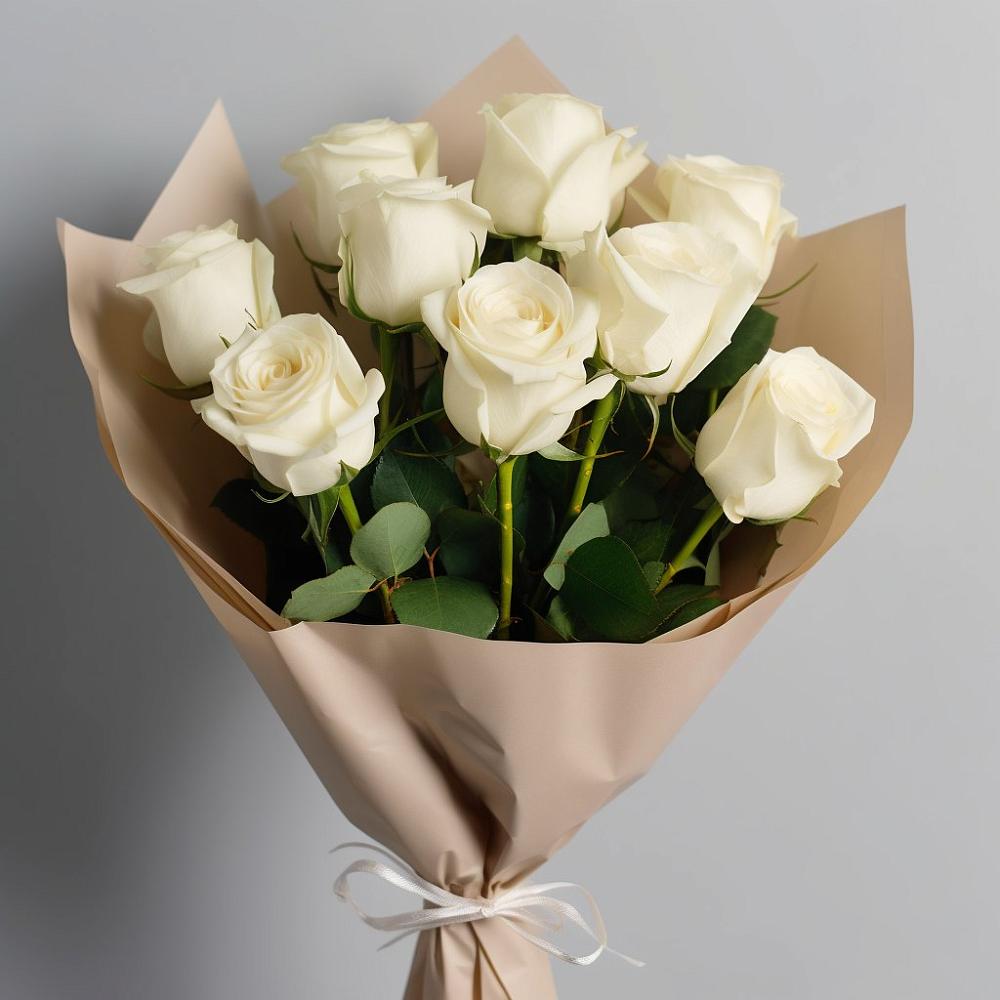 Букет 9 Белых роз Эдлесс Лав в Крестцах