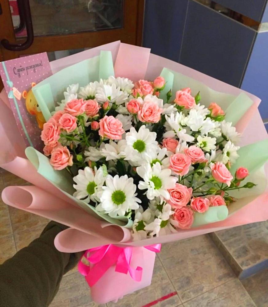 Букет цветов из: Розы и Хризантемы в Крестцах