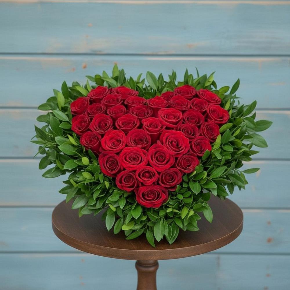 Цветочная композиция из Розы в виде сердца в Крестцах