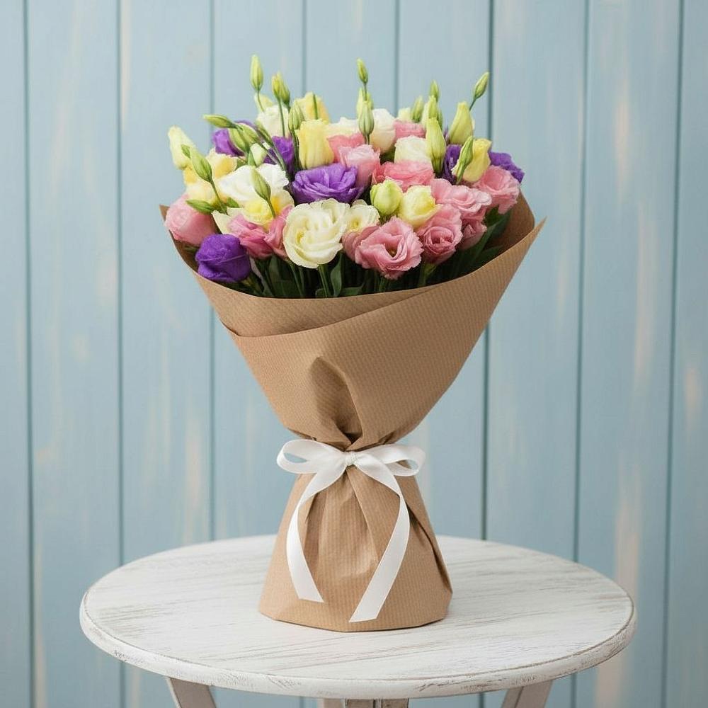 Букет цветов из: Лизиантусы в Крестцах