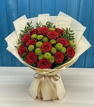 Букет цветов из:  Розы и Хризантемы в Крестцах